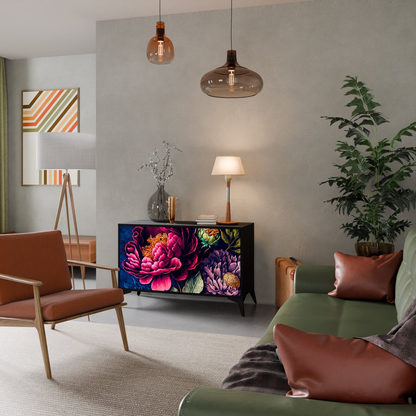 Credenza BLOOMING ELEGANCE a 2 ante in finitura nera