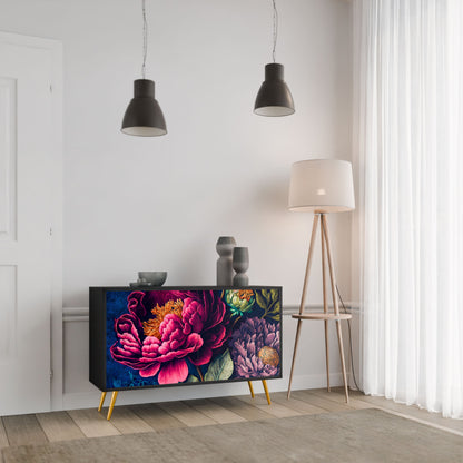 Credenza BLOOMING ELEGANCE a 2 ante in finitura nera