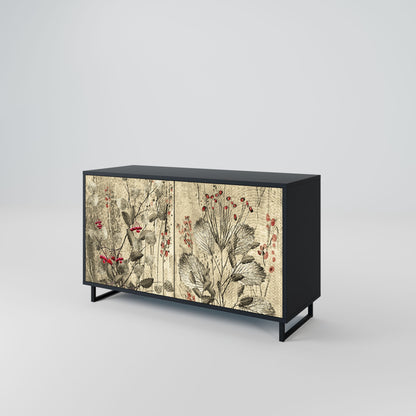 HERBAL GRACE 2-Door Sideboard in Black Finish