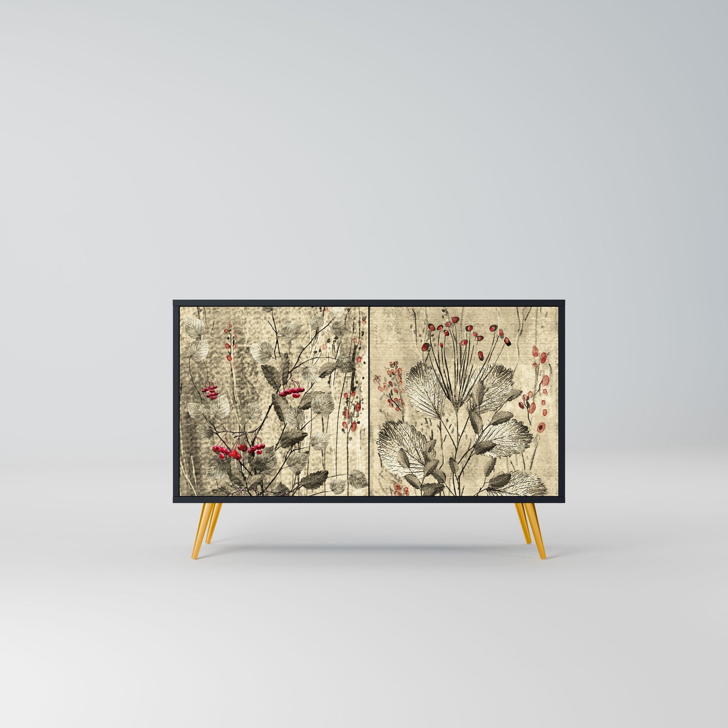 HERBAL GRACE 2-Door Sideboard in Black Finish