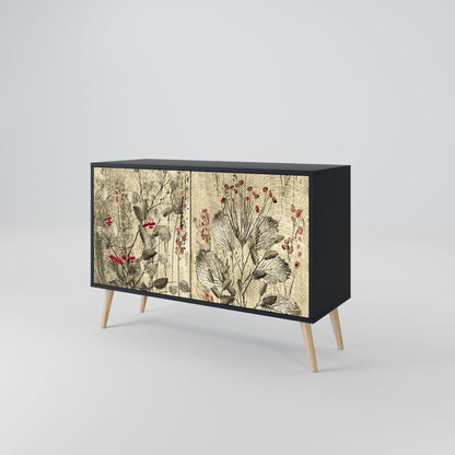 HERBAL GRACE 2-Door Sideboard in Black Finish