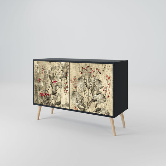 HERBAL GRACE 2-Door Sideboard in Black Finish