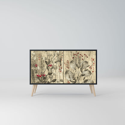 HERBAL GRACE 2-Door Sideboard in Black Finish