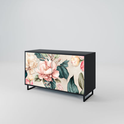 Credenza a 2 ante FLORAL GRACE in finitura nera