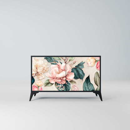 Credenza a 2 ante FLORAL GRACE in finitura nera