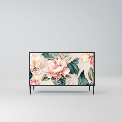 Credenza a 2 ante FLORAL GRACE in finitura nera