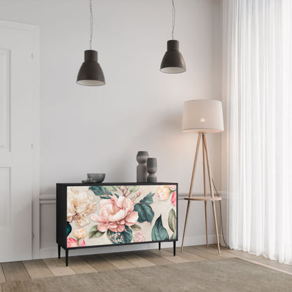 Credenza a 2 ante FLORAL GRACE in finitura nera