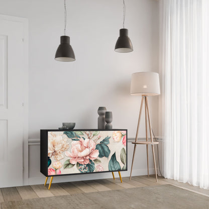 Credenza a 2 ante FLORAL GRACE in finitura nera