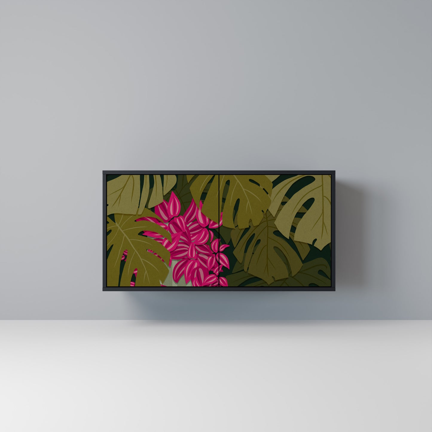 TROPICAL BEAUTY Madia a 2 Ante in Finitura Nera