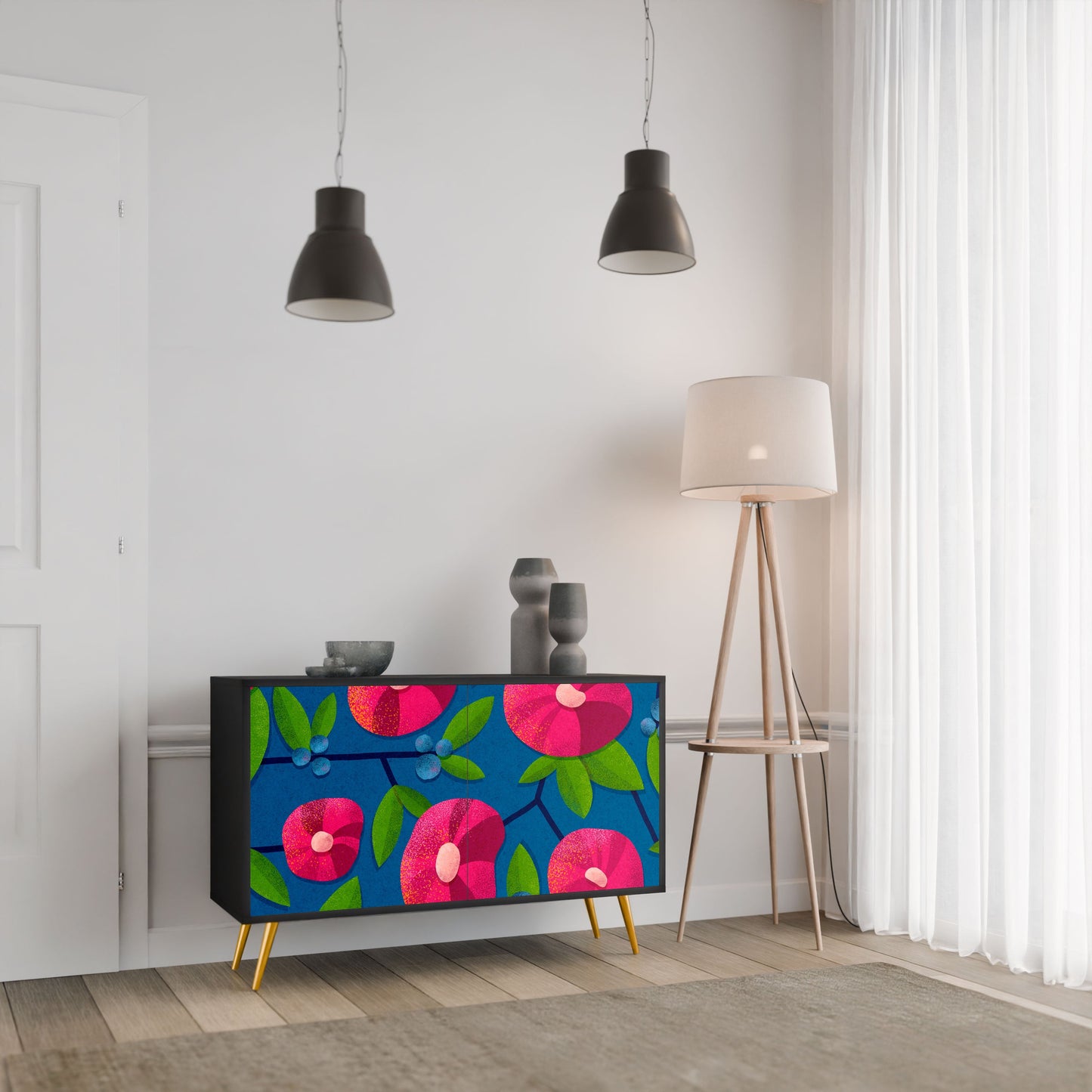 Credenza a 2 ante SPRING THOUGHTS in finitura nera