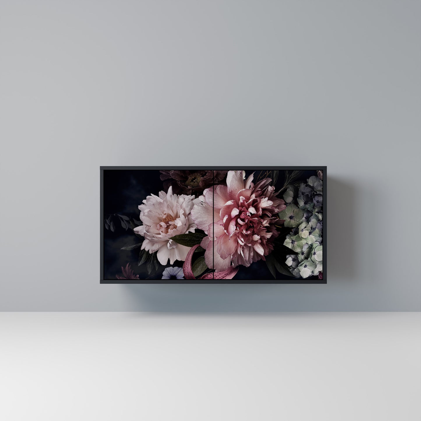 PURE BLOSSOM Madia a 2 Ante in Finitura Nera