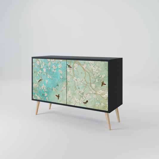 Credenza BLOOMING CHARM a 2 ante in finitura nera