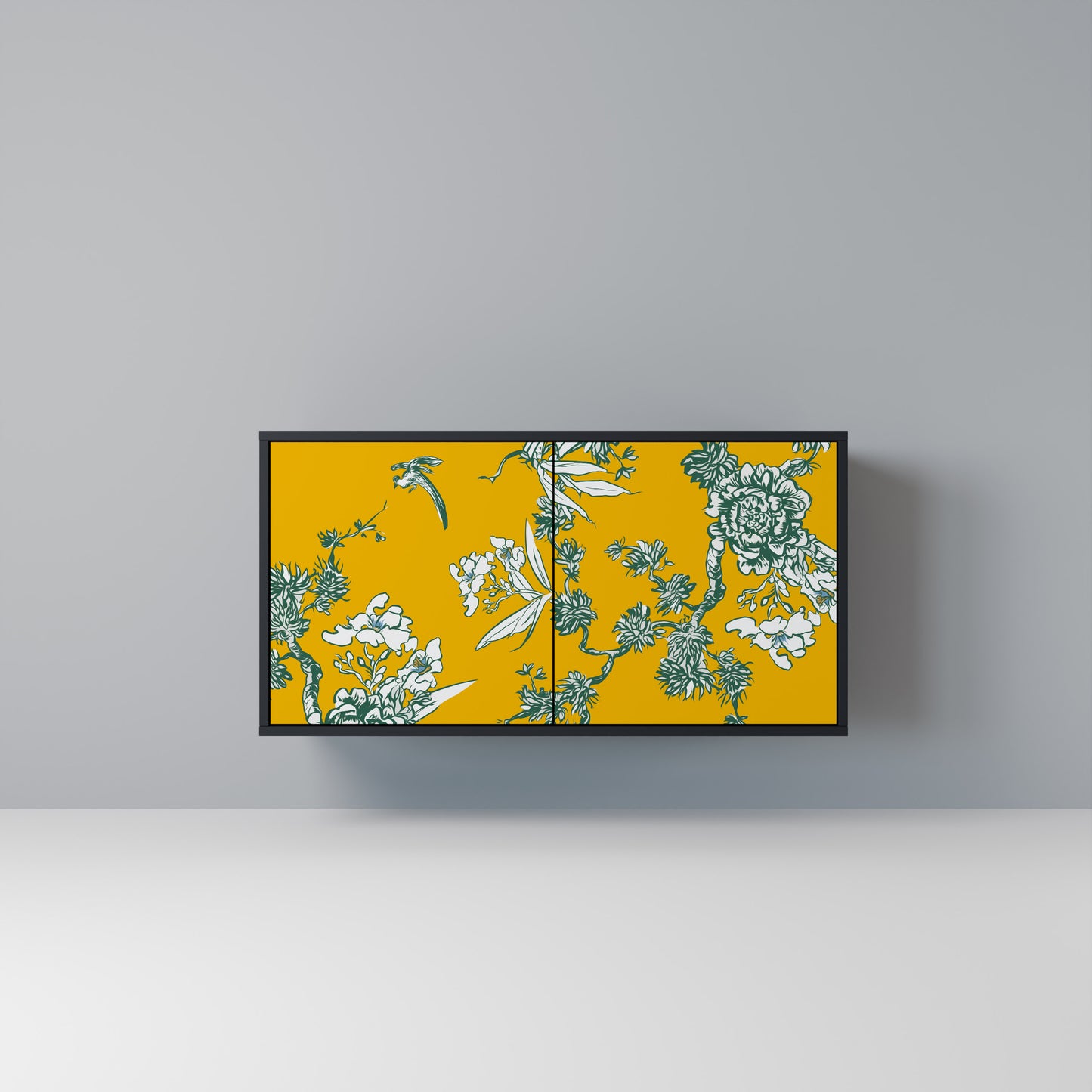 YELLOW CHINOISERIE Madia a 2 Ante in Finitura Nera