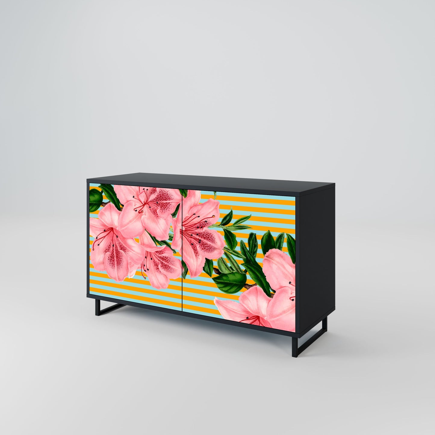 Credenza FRAGILE BEAUTY a 2 ante in finitura nera