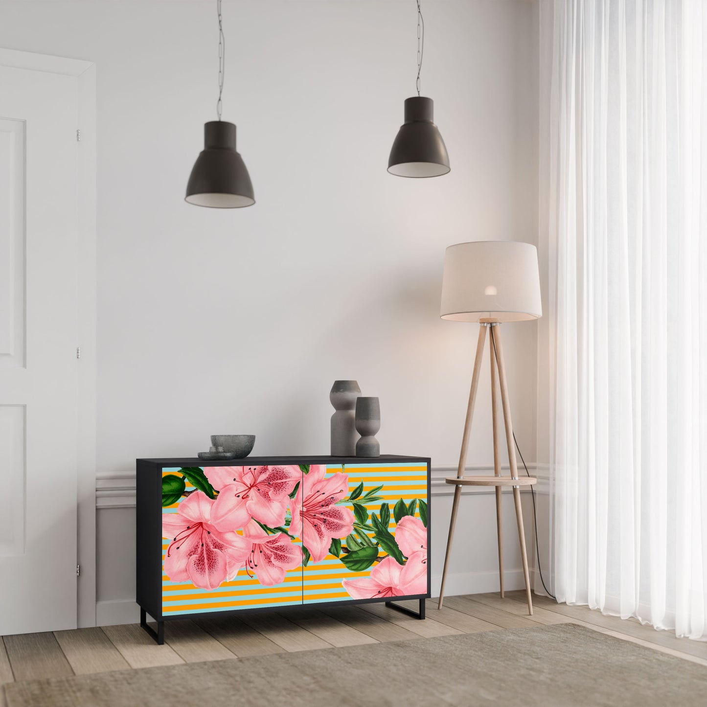 Credenza FRAGILE BEAUTY a 2 ante in finitura nera