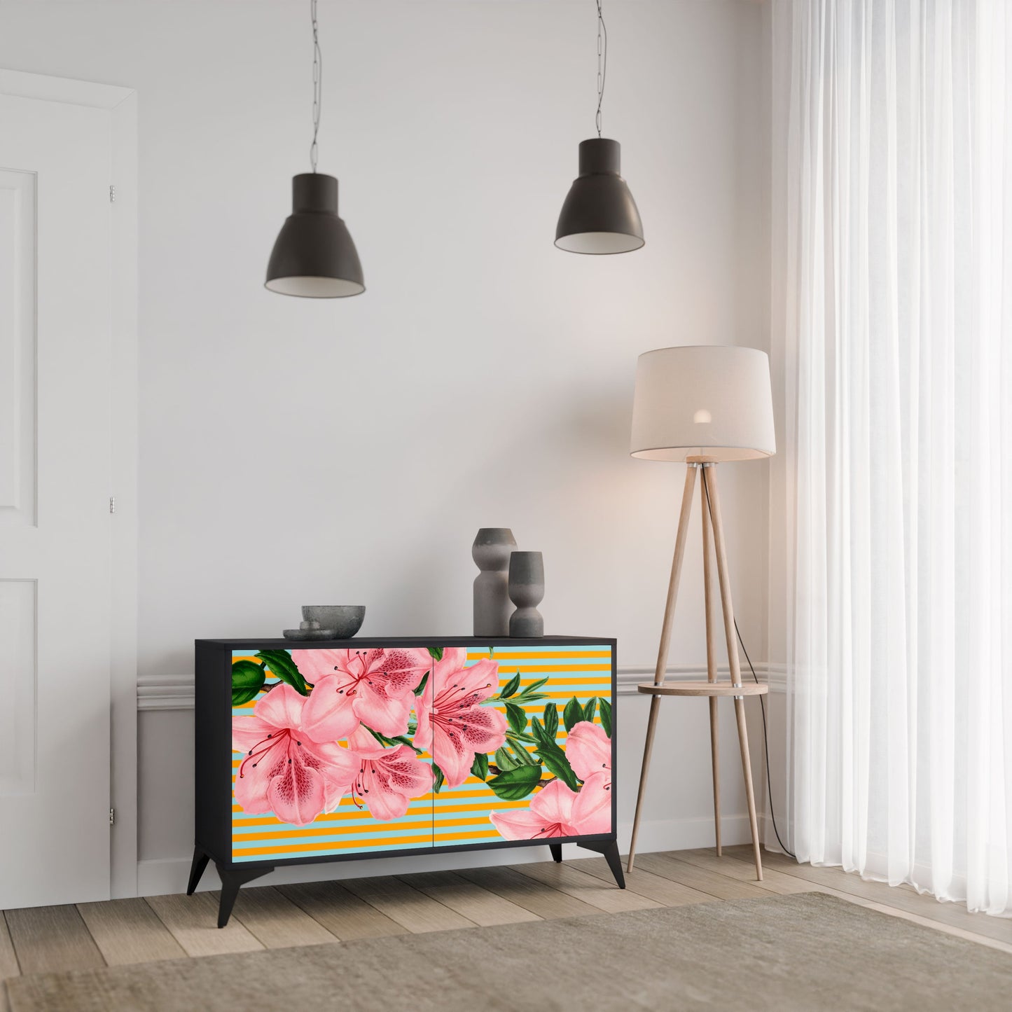 Credenza FRAGILE BEAUTY a 2 ante in finitura nera