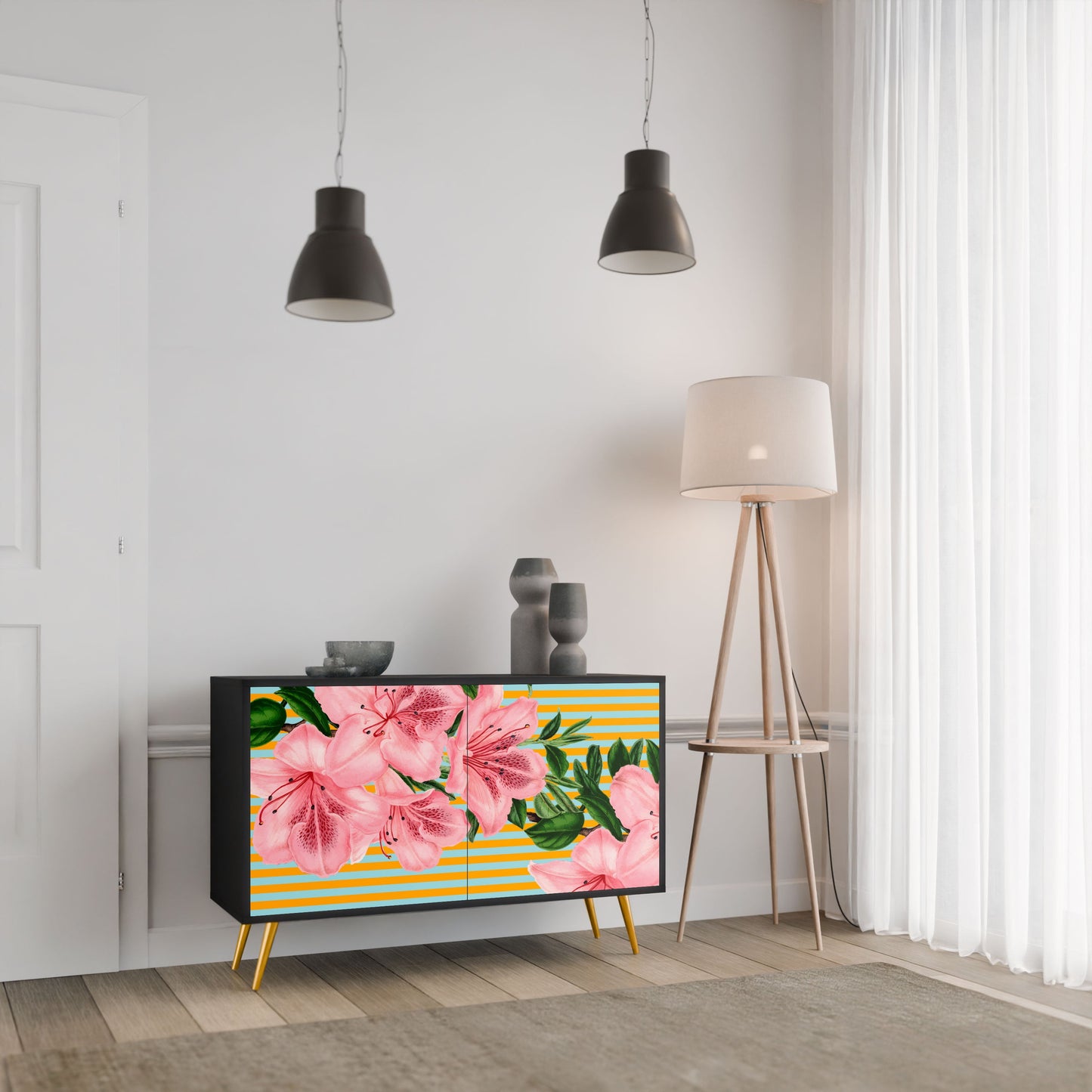 Credenza FRAGILE BEAUTY a 2 ante in finitura nera