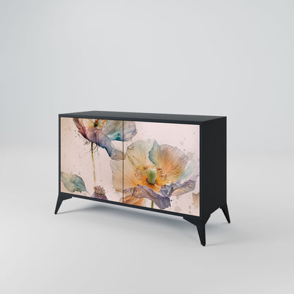Credenza SOFTEN POPPY a 2 ante in finitura nera