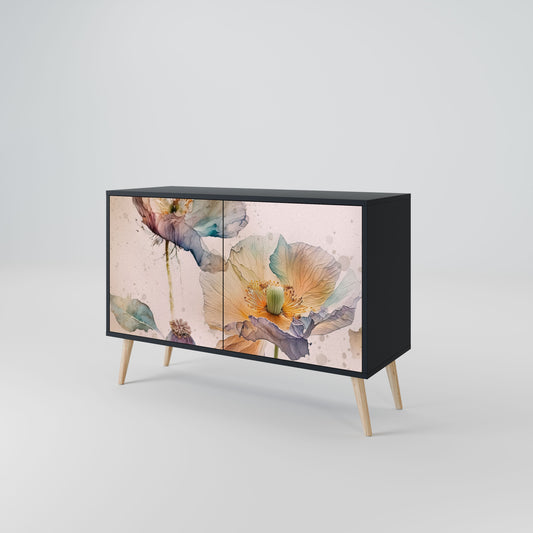 Credenza SOFTEN POPPY a 2 ante in finitura nera
