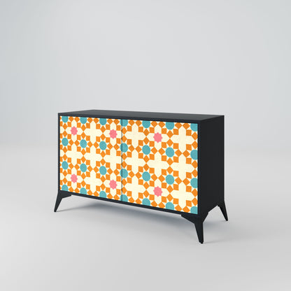 Credenza a 2 ante FLORAL DECOR in finitura nera