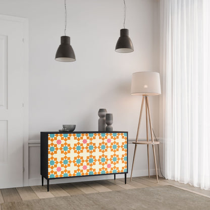 Credenza a 2 ante FLORAL DECOR in finitura nera