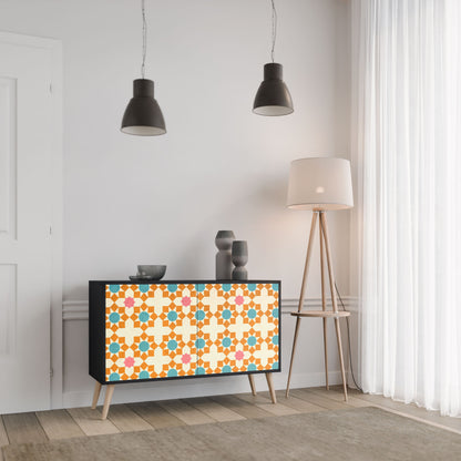 Credenza a 2 ante FLORAL DECOR in finitura nera