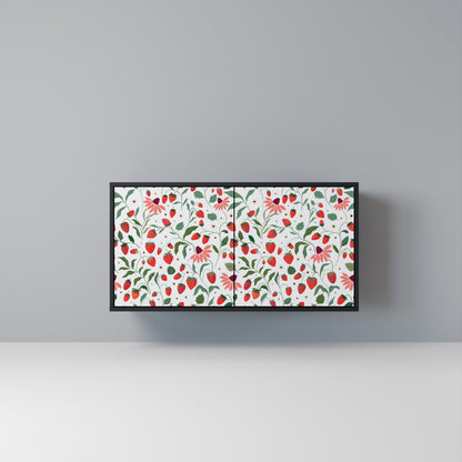 FLOWERS AND STRAWBERRIES Madia a 2 Ante in Finitura Nera