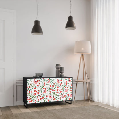 Credenza a 2 ante FLOWERS AND STRAWBERRIES in finitura nera