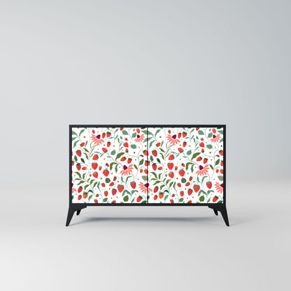Credenza a 2 ante FLOWERS AND STRAWBERRIES in finitura nera