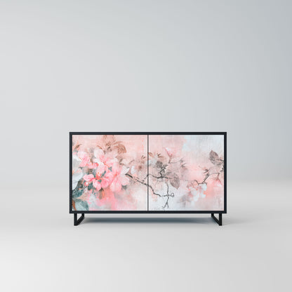 Credenza CHERRY BLOSSOM a 2 ante in finitura nera