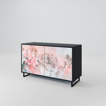 Credenza CHERRY BLOSSOM a 2 ante in finitura nera