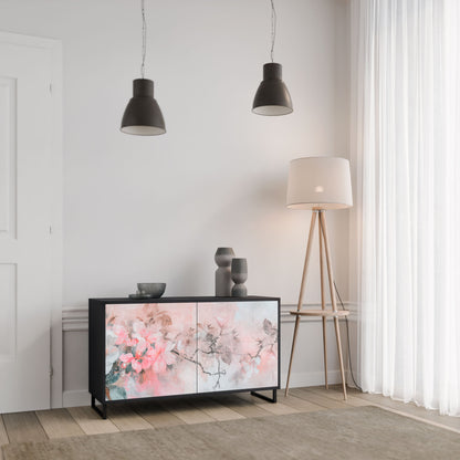 Credenza CHERRY BLOSSOM a 2 ante in finitura nera