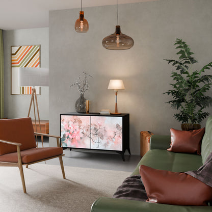 Credenza CHERRY BLOSSOM a 2 ante in finitura nera