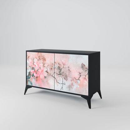 Credenza CHERRY BLOSSOM a 2 ante in finitura nera