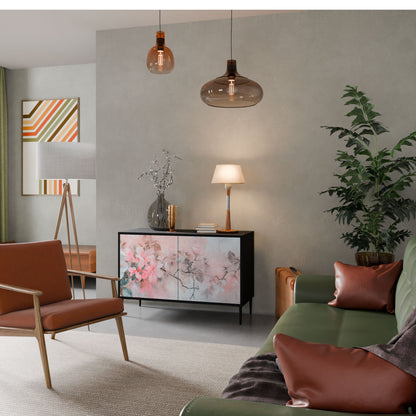 Credenza CHERRY BLOSSOM a 2 ante in finitura nera