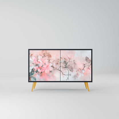 Credenza CHERRY BLOSSOM a 2 ante in finitura nera