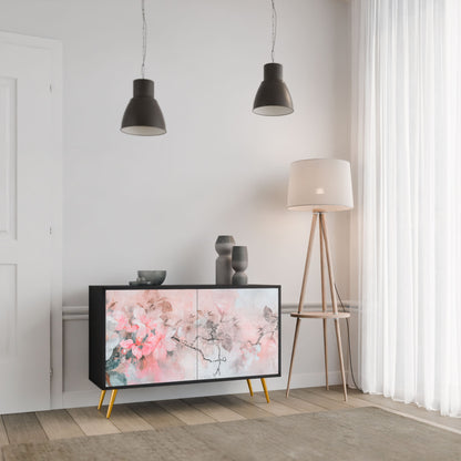Credenza CHERRY BLOSSOM a 2 ante in finitura nera