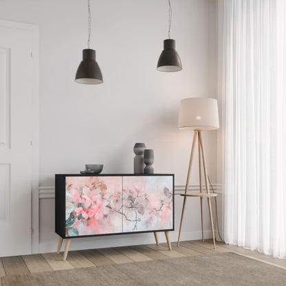 Credenza CHERRY BLOSSOM a 2 ante in finitura nera
