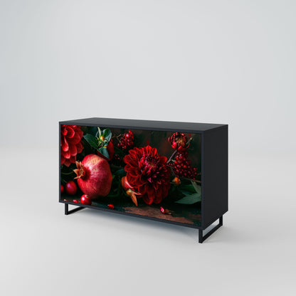 Credenza a 2 ante DAHLIAS AND POMEGRANATES in finitura nera