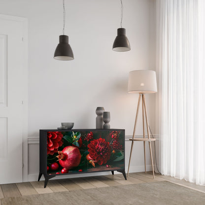 Credenza a 2 ante DAHLIAS AND POMEGRANATES in finitura nera