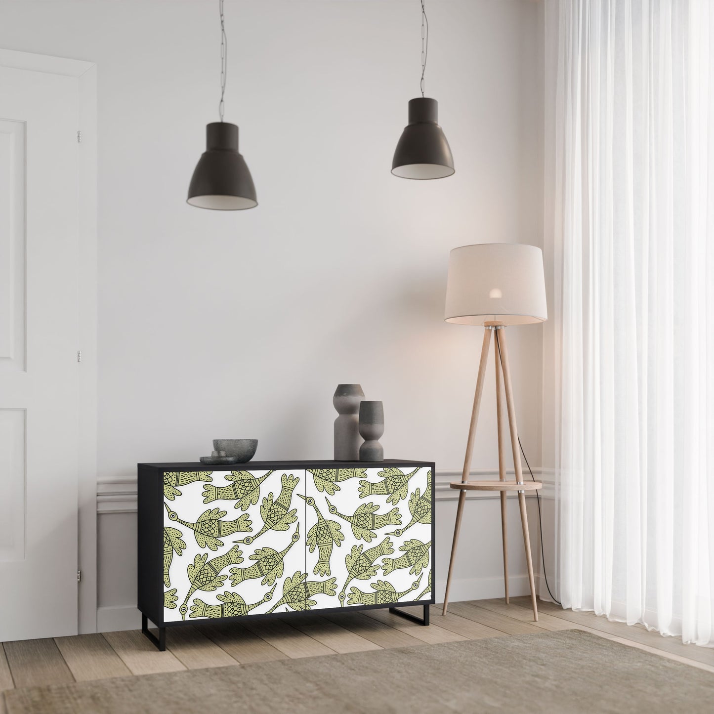 Credenza SEEDLING SONGBIRD a 2 ante con finitura nera