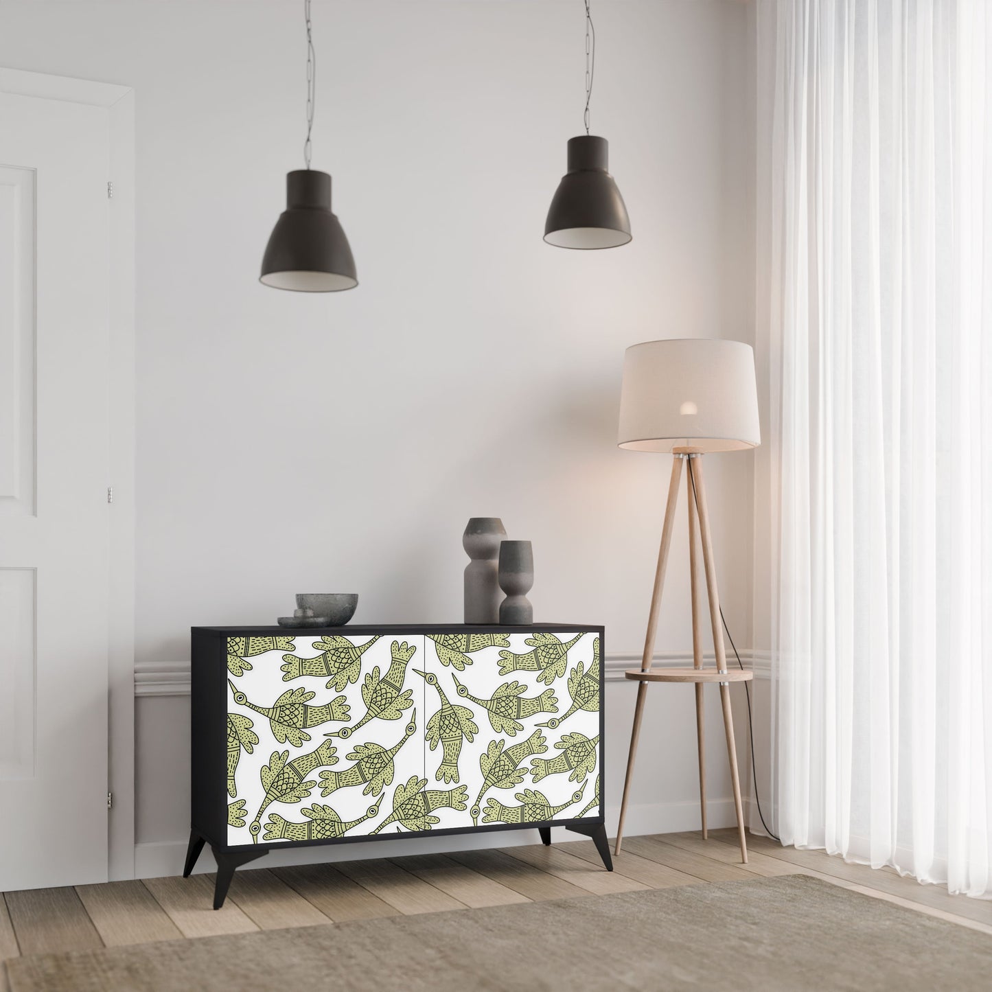 Credenza SEEDLING SONGBIRD a 2 ante con finitura nera