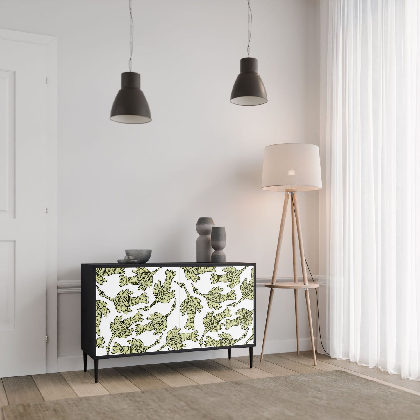 Credenza SEEDLING SONGBIRD a 2 ante con finitura nera