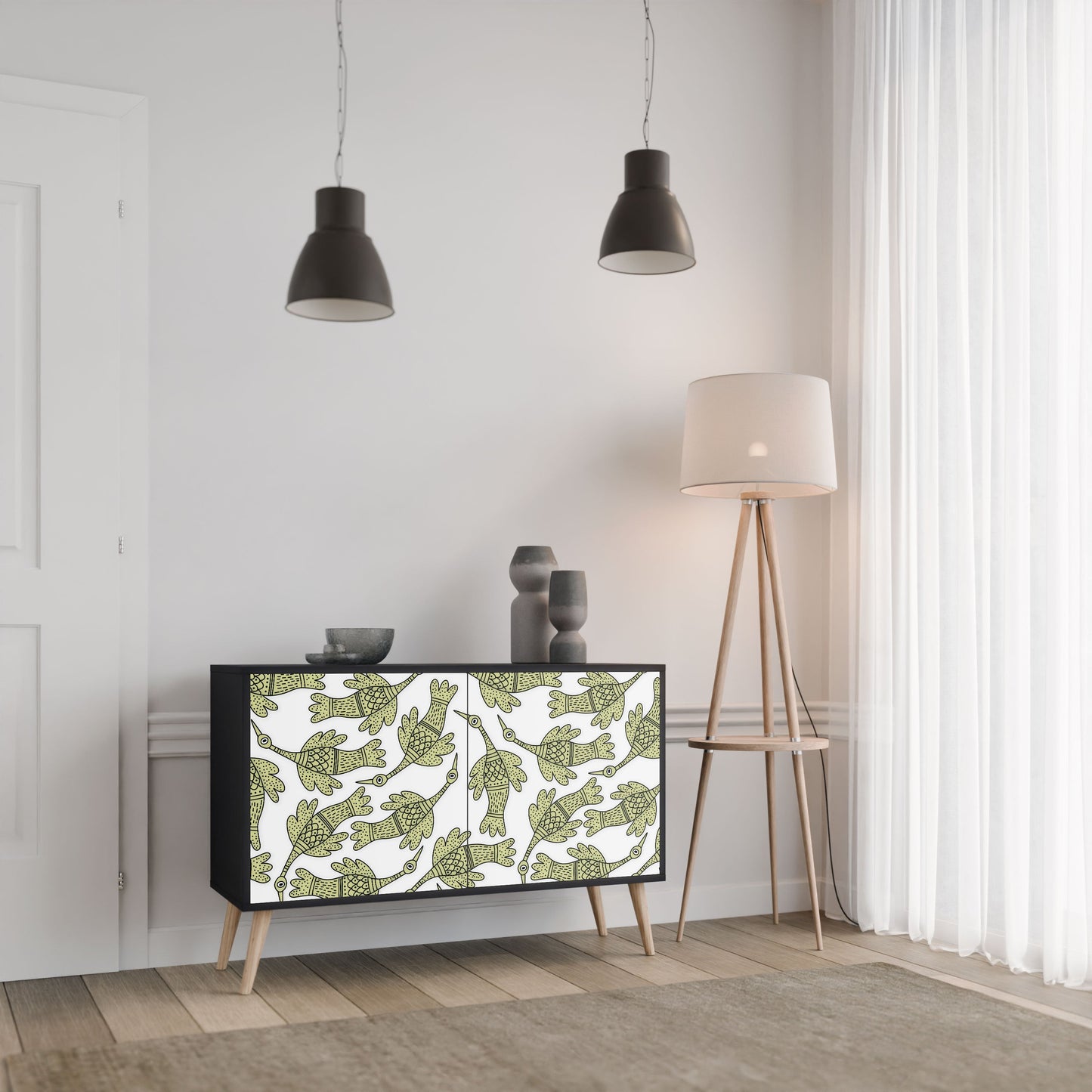 Credenza SEEDLING SONGBIRD a 2 ante con finitura nera