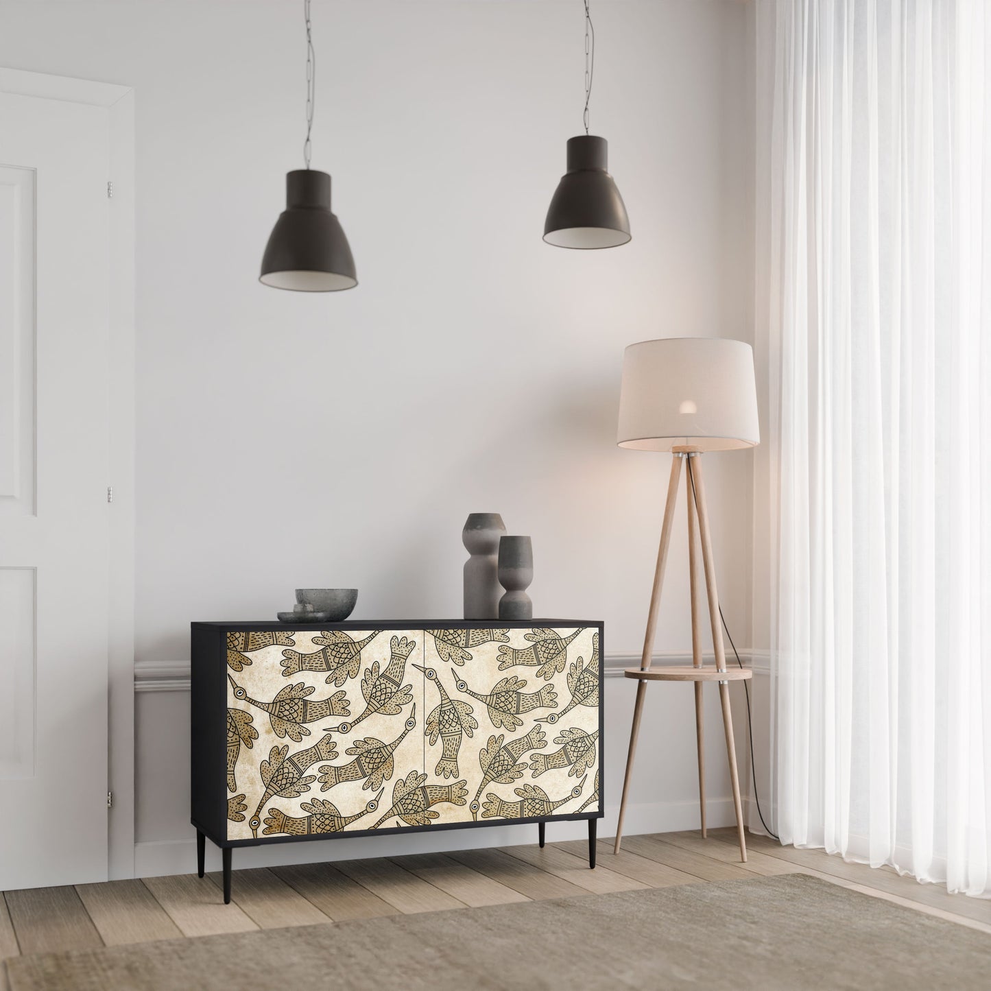 Credenza ALMONDINE SONGBIRD a 2 ante in finitura nera