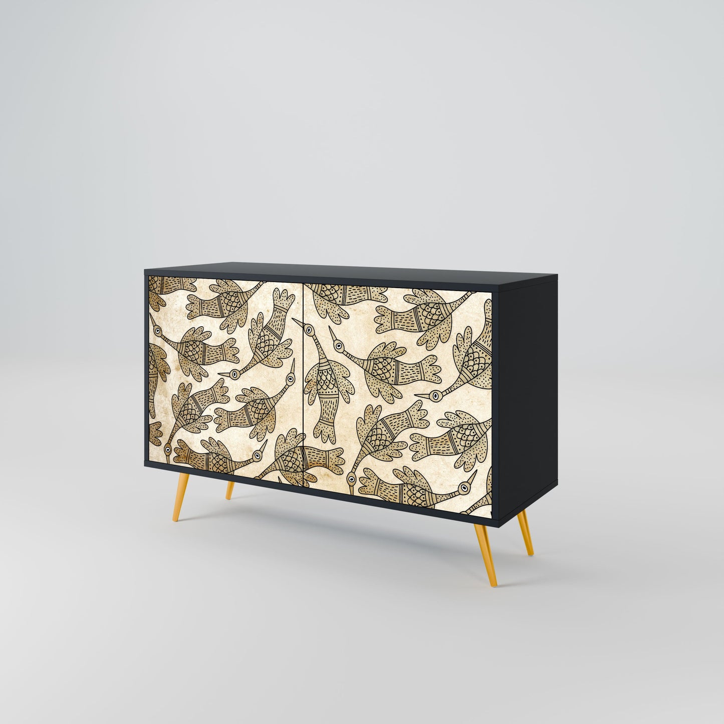 Credenza ALMONDINE SONGBIRD a 2 ante in finitura nera