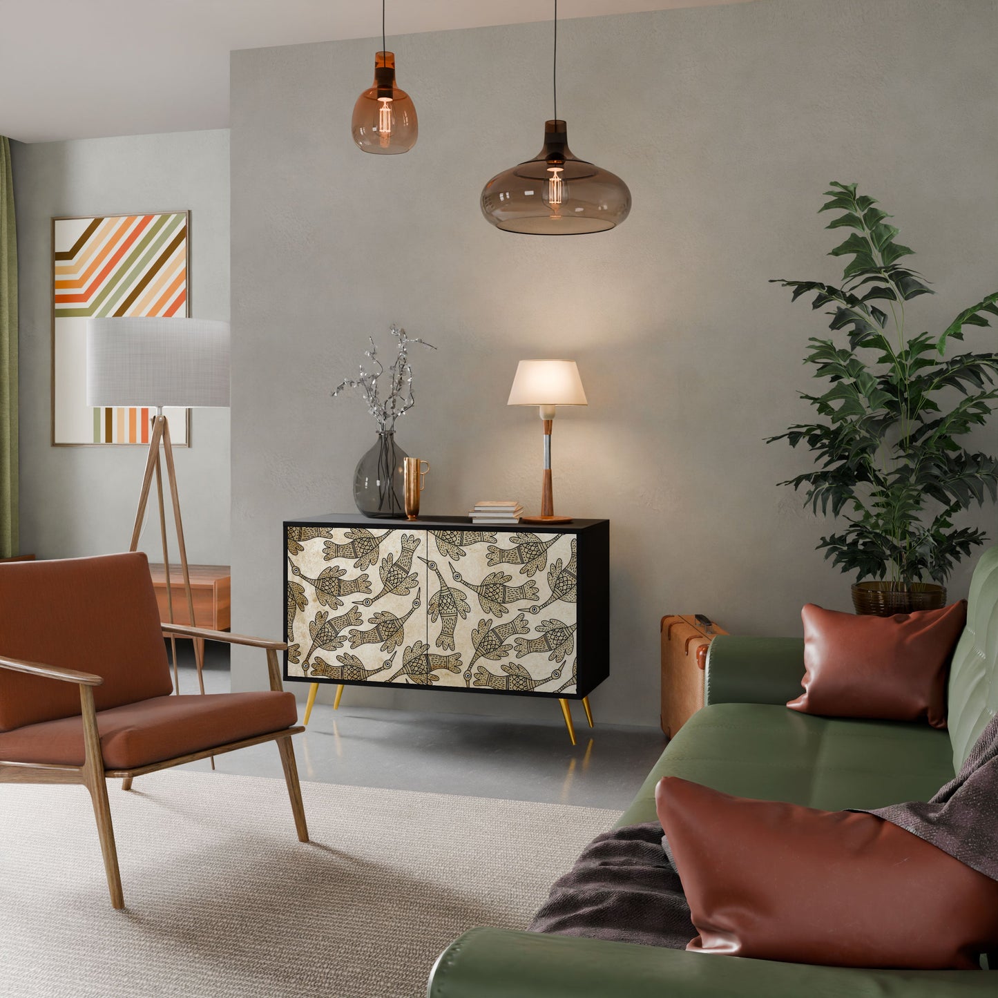 Credenza ALMONDINE SONGBIRD a 2 ante in finitura nera