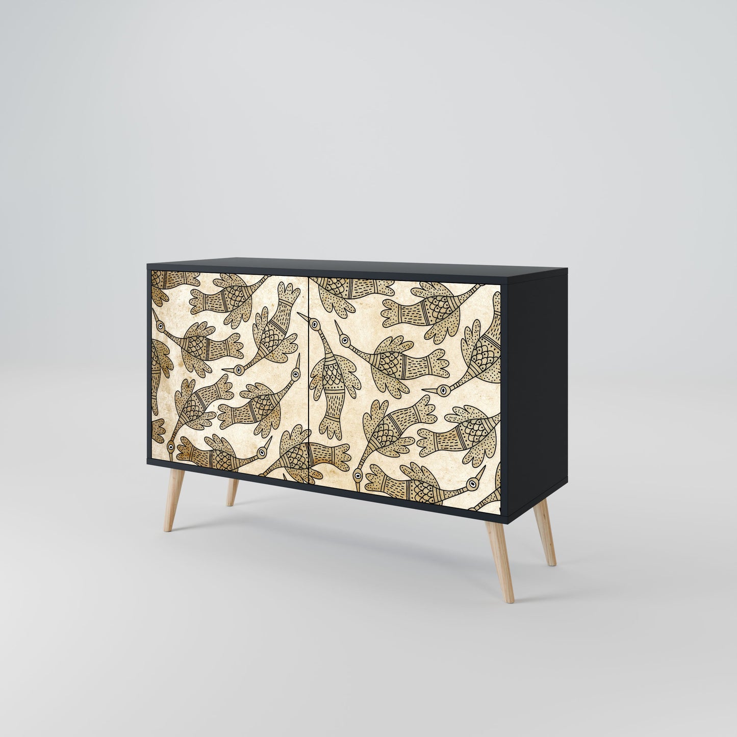 Credenza ALMONDINE SONGBIRD a 2 ante in finitura nera