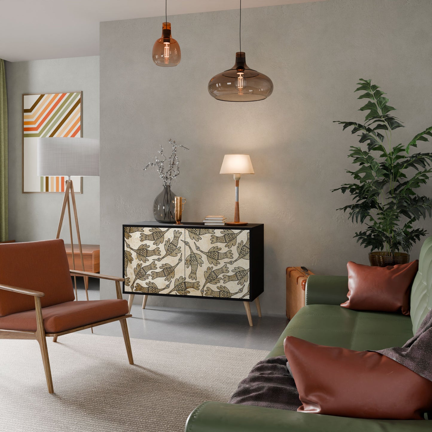 Credenza ALMONDINE SONGBIRD a 2 ante in finitura nera