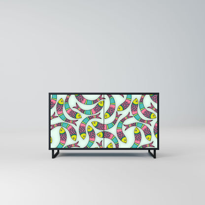 Credenza INDIAN FISH a 2 ante in finitura nera